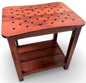 lot 25 image: Wooden Spa Bench with Slotted Top and Shelf