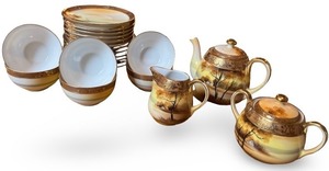 lot 30 image: Morimura Noritake Hand Painted Gold Trim Porcelain Tea Set