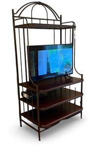 lot 34 image: Metal & Wood Bakers Rack with Shelves