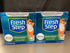 lot 9 image: 2 Boxes Fresh Step Odor Shield Clumping Cat Litter 25 lb Each