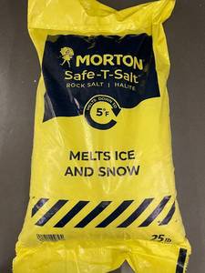 lot 14 image: Morton Safe-T-Salt Rock Salt 25 lb Bag for Melting Ice and Snow