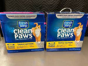 lot 18 image: 2 Packs Fresh Step Clean Paws Triple Action Cat Litter 22.5 lb Each