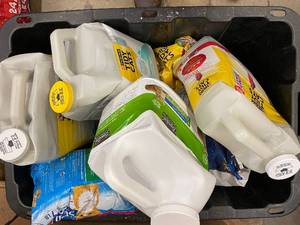 lot 26 image: Bulk Lot of Tidy Cats and Fresh Step Cat Litter Containers at least 80lbs tote included with lid
