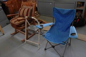 lot 94 image: Camp Chair, Step Stool and Rocking Chair