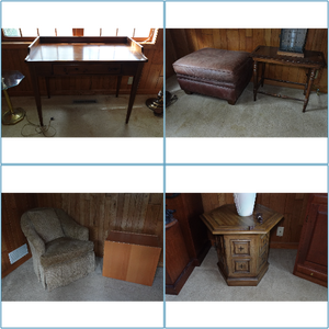 lot 322 image: Assorted Furniture - Writing Desk, Ottoman, Side Tables