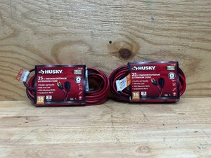 lot 137 image: Lot of 2-  25 ft. 163 Medium-Duty IndoorOutdoor Extension Cords, Red and Black