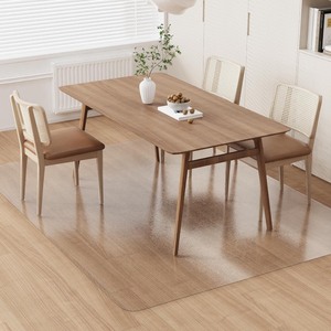 lot 88 image: Clear Plastic Area Mat for Under Dining Table, 8 10 Large No Slip Waterproof Vinyl Area Rug for Home, Anti-Spill Hard Floor Protector Cover, Splat Mat for Under High Chair, Easy Clean Floor Mat