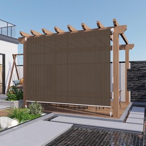 lot 90 image: LOVE STORY Patio Shades Roll up Outdoor 7(W)  6(H) Cordless Patio Blinds Roller Shade for Porch Pergola Deck Patio, Mocha