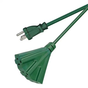 lot 67 image: Lot of 2 - 2 ft. 143 Light Duty IndoorOutdoor Extension Cord with Multiple Outlet Triple Tap End, Green