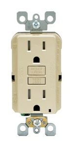 lot 153 image: Leviton SmartlockPro 15 amps 125 V Duplex Ivory GFCI Outlet 5-15R 1 pk