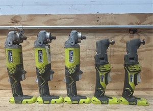 lot 154 image: RYOBI Angle Grinder, Oscillating Multi-Tool lot of 5 (for parts only)