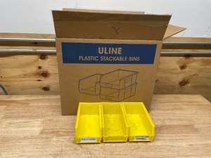 lot 184 image: ULine - Lot of 24 - Platic Stackable Bins 7 12 x 4 x 3