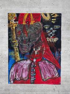 lot 1 image: American Neo-Expressionist Fine Art - Greg Bivens (Eldritch Deer) -  Pope Morpheus