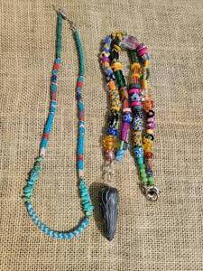 lot 134 image: Unique Artisan Glass Bead and Turquoise Necklace Collection