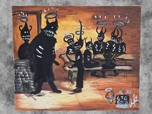 lot 42 image: American Neo-Expressionist Fine Art - Greg Bivens (Eldritch Deer) -  The Hunger