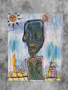 lot 3 image: American Neo-Expressionist Fine Art - Greg Bivens (Eldritch Deer) -  The Blob