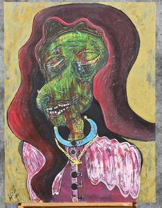 lot 5 image: American Neo-Expressionist Fine Art - Greg Bivens (Eldritch Deer) -  Mother Scary