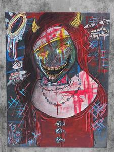 lot 7 image: American Neo-Expressionist Fine Art - Greg Bivens (Eldritch Deer) - Saint Lilith