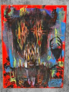lot 10 image: American Neo-Expressionist Fine Art - Greg Bivens (Eldritch Deer) -  Him #2