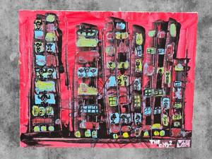 lot 12 image: American Neo-Expressionist Fine Art - Greg Bivens (Eldritch Deer) -  City #4