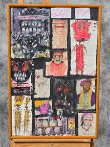 lot 17 image: American Neo-Expressionist Fine Art - Greg Bivens (Eldritch Deer) -  Untitled Collage #1