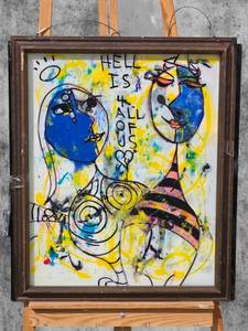 lot 29 image: American Neo-Expressionist Fine Art - Greg Bivens (Eldritch Deer) -  Untitled (Hell is for All of Us)