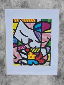 lot 50 image: Adorable Fine Art Matted Print - Romero Britto - Cat