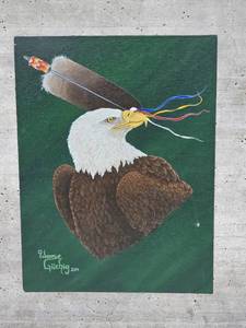 lot 51 image: Original Fine Art Naturalist Painting - Waase Giizhig - Spirit Eagle
