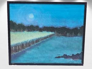 lot 54 image: Dreamy Fine Art Original Landscape Painting - Michael Julian - Blue Moon