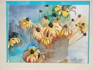 lot 278 image: MN Artist Signed Watercolor Black Eyed Susan Elain Frederickson