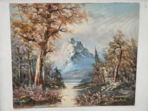 lot 234 image: John L. Harding White Mountain Scene MCM Original Oil Landscape