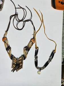 lot 151 image: Native American Quill Necklace Pair