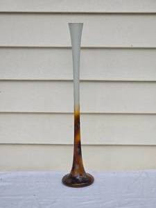 lot 57 image: Studio Art Glass Oversized Vase - GrayAmber Gradient