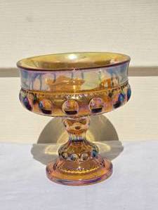 lot 176 image: Amazing Vintage Indiana Carnival Glass Stemmed Candy Dish