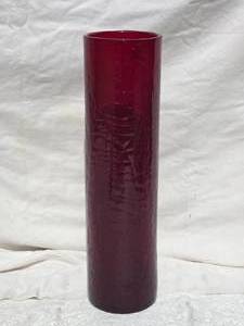 lot 62 image: Vintage Blenko Studio Art Glass Vase - Scarlet Cylinder