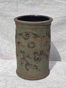 lot 227 image: SIGNED Studio Art Ceramic Cylinder Vase - Bob Anderson -