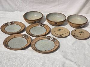 lot 290 image: SIGNED Incredible Mexican Studio Art Ceramic Servingware Set - (9)
