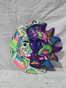 lot 296 image: Vibrant Mexican Ceramic Sun & Moon Eclipse Plate