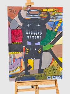 lot 23 image: Artist Original Acrylic Abstract Untitled signed Greg Bivens