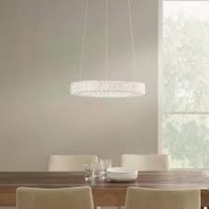 lot 7 image: Home Decorators Collection Wesley Park 100-Watt Integrated LED Chrome Pendant Hanging Light with Clear Round Acrylic Ring Shade Customer Returns See Pictures