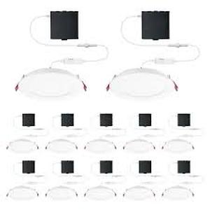 lot 11 image: Commercial Electric Pro Value Series LED 6 in Round Adj Color Temp Canless Recessed Light for Kitchen Bath Living rooms, Wht 12-Pk Customer Returns See Pictures