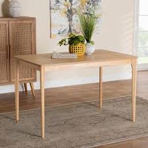 lot 21 image: Baxton Studio Sherwin Natural Oak Wood 4-Legs Dining Table Seats 4    Customer Returns See Pictures