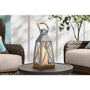 lot 54 image: Lot of Hampton Bay 14 in. H Galvanized Metal and Glass Lantern   Customer Returns See Pictures