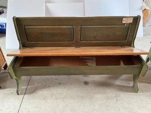 lot 37 image: Wooden Bench with Storage 60 wide