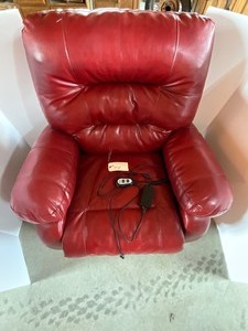 lot 48 image: Leather Red Power Recliner, Electric