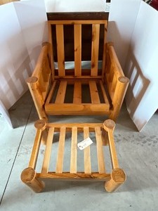 lot 49 image: Wooden Chair & Foot Stool, no pads