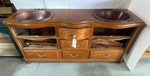 lot 70 image: Wooden Dresser with 2 sinks