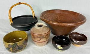 lot 81 image: International Pottery Bundle from Japan, Peru and USA featuring Small Bowl from Otagirl Mercantile Company  (OMC)