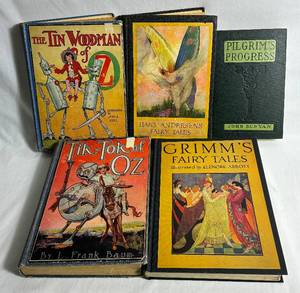 lot 111 image: Vintage Childrens Books - The Tin Woodman of Oz, Tik-Tok of Oz, Grimms Fairy Tales, Hans Andersens Fairy Tales, Pilgrins Progress