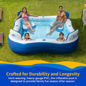 lot 69 image: Blue Wave Premier 74 x 26 Square Inflatable Pool with Seats